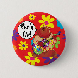 Groovy Guitar Bear Button Knapp