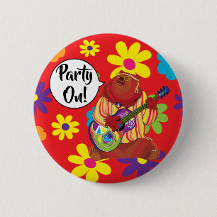 Groovy Guitar Bear Button Knapp