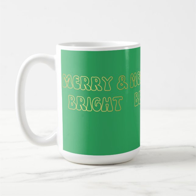 Groovy Guld Text Merry & Bright Jul Kvinnor i julk Kaffemugg (Vänster)
