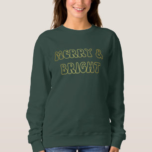 Groovy Guld Text Merry & Bright Jul Kvinnor i julk T Shirt