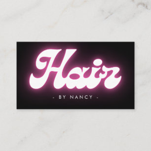 Groovy Hair Salon Neon Rosa Affärskort Visitkort