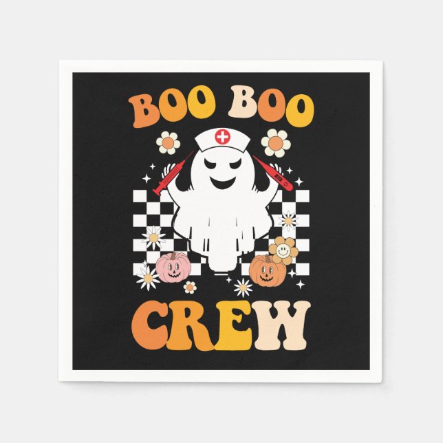 Groovy Halloween Boo Boo Crew Nurse Ghost Pappersservett (Framsidan)