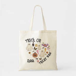 Groovy Halloween Boo Bus eller godis Bag Ghost Rol Tygkasse