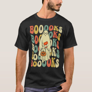 Groovy Halloween Boooks Ghost Hippie Boo Reading T Shirt