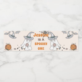 Groovy Halloween Cute Spooky Födelsedagsfest Vattenflaskor Etikett