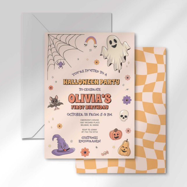 Groovy Halloween-födelsedagsinbjudan Inbjudningar (Skapare uppladdad)