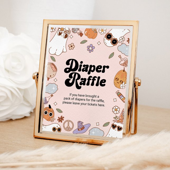 Groovy Halloween Ghost Baby Shower Diaper Raffle Poster (Skapare uppladdad)