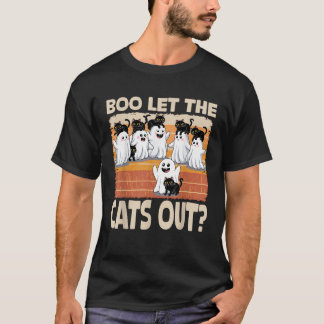 Groovy Halloween Ghost Cats Boo: Låt katterna komm T Shirt