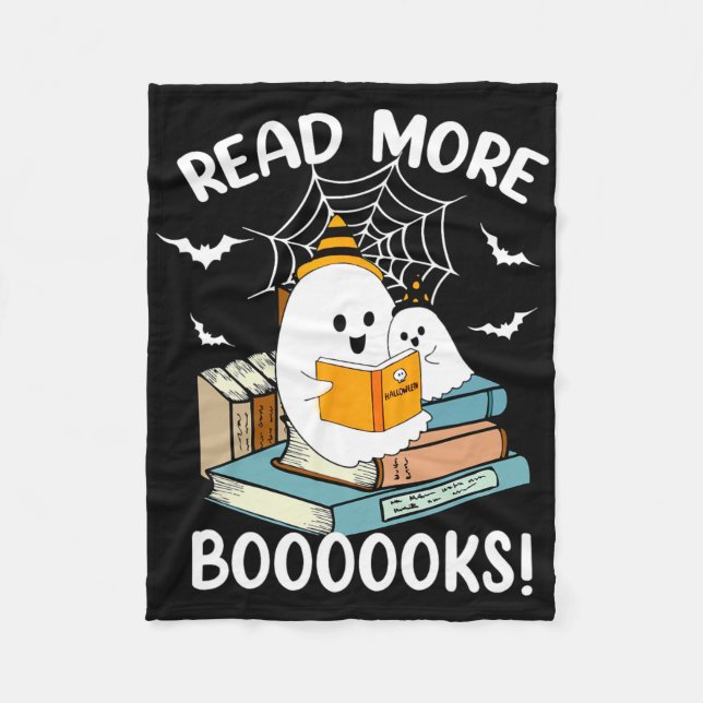 Groovy Halloween Ghost läser fler booooks Libraria Fleecefilt (Framsidan)