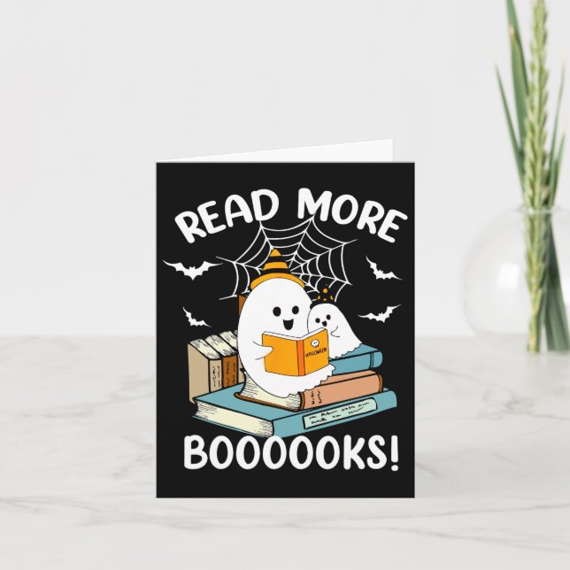 Groovy Halloween Ghost läser fler booooks Libraria Kort (Framsida)