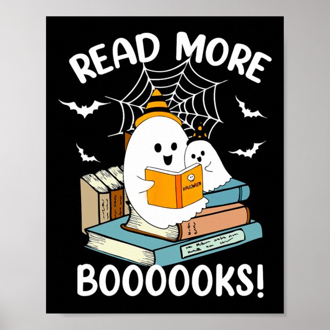 Groovy Halloween Ghost läser fler booooks Libraria Poster (Framsidan)