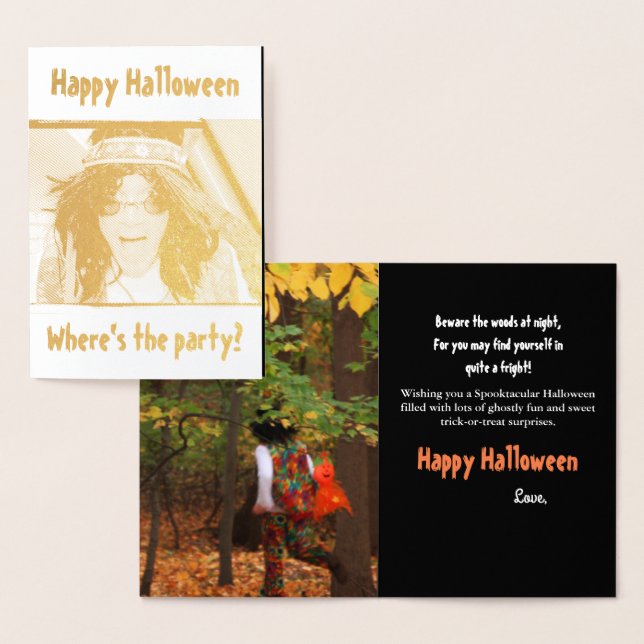 Groovy, Halloween-guldfärgat gratulationskort Folierat Kort (Display)