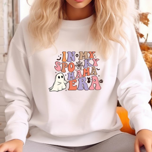 GROOVY HALLOWEEN I MIN PPOOKY MAMMA ERA T SHIRT (In my spooky mama era vintage retro groovy halloween mommy outfit in pastel colors)