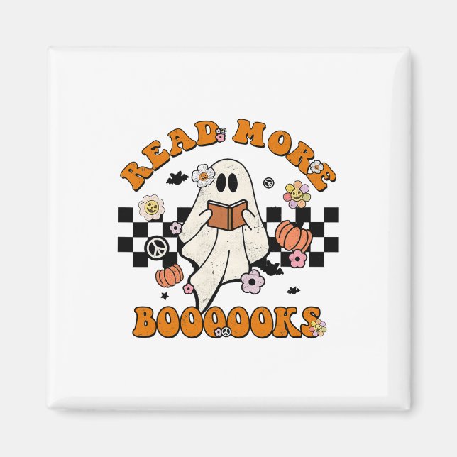 Groovy Halloween Läs mer Bokar Cute Boo Läs A B Magnet (Framsidan)