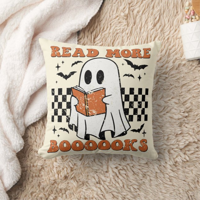 Groovy Halloween läser mer Bokar Cute Boo läser Kudde (Filt)