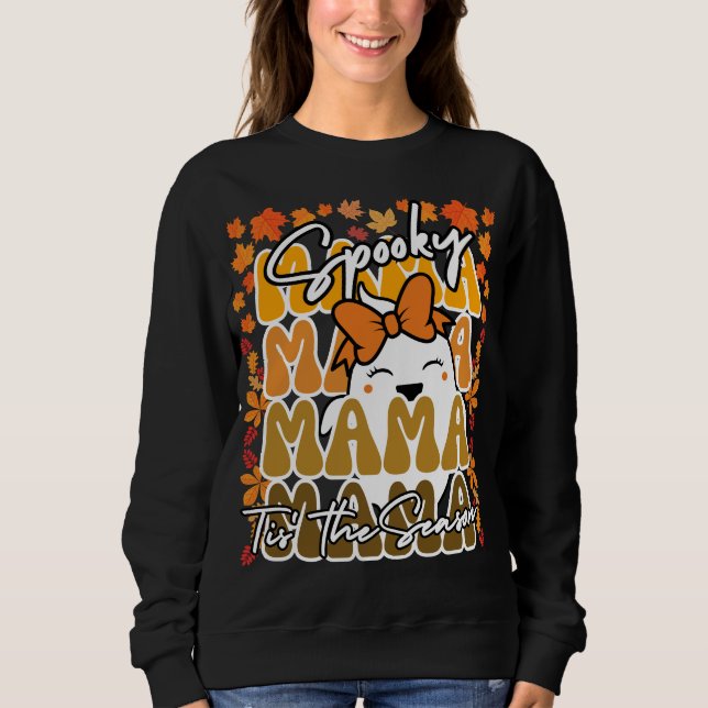 Groovy Halloween-Mamman faller söt spöke av roligt T Shirt (Framsida)
