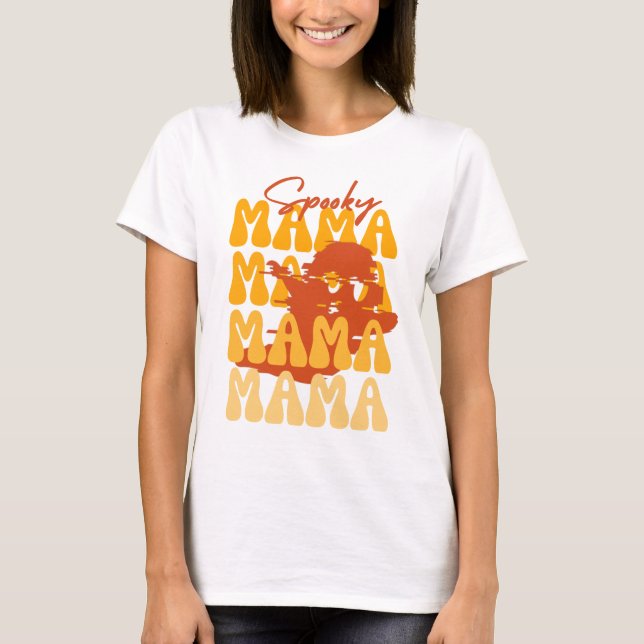 Groovy Halloween-Mammans söta spöke störde lustigt T Shirt (Framsida)