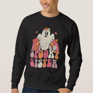 Groovy Halloween Regnbåge Söt Spöke Kuslig Systern Lång Ärmad Tröja