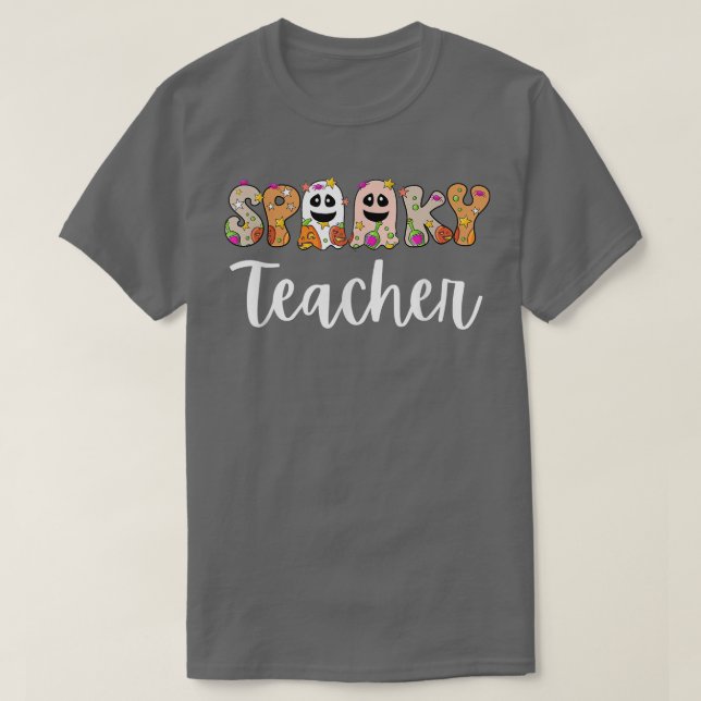 Groovy Halloween Spooky Tea Trick eller Teach Tea T Shirt (Design framsida)