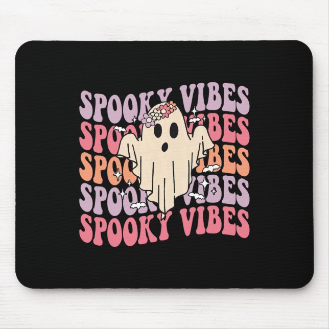 Groovy Halloween Spooky Vibes Retro Blommigt Ghost Musmatta (Framsidan)
