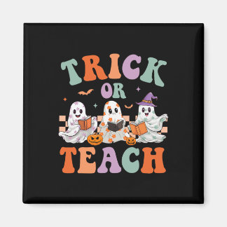 Groovy Halloween Trick eller Teach Blommigt Ghost  Magnet