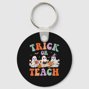 Groovy Halloween Trick eller Teach Blommigt Ghost  Nyckelring