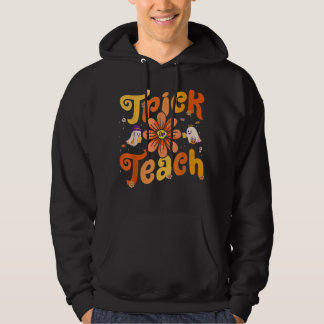 Groovy Halloween Trick eller Teach Retro Blommigt Hoodie