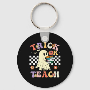 Groovy Halloween Trick eller Teach Retro Blommigt  Nyckelring