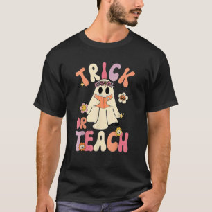 Groovy Halloween Trick eller Teach Retro Blommigt T Shirt
