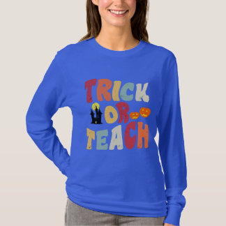 Groovy Halloween Trick eller Teach Retro Ghost T Shirt