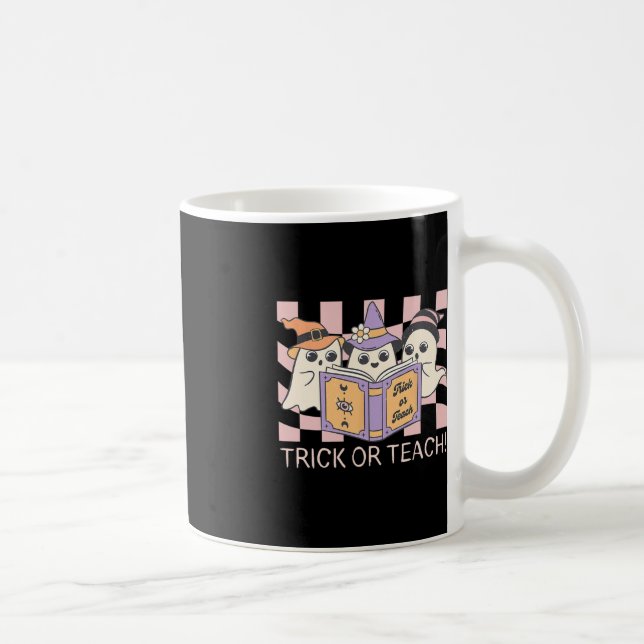 Groovy Halloween Trick eller Teach Retro Ghost Tea Kaffemugg (Höger)