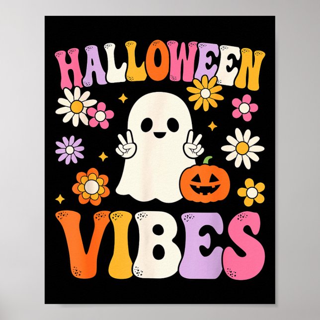 Groovy Halloween Vibes Costume Ghost Pumpkin  Poster (Framsidan)