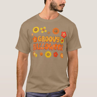 Groovy Halloween Vintage Retro Blommigt Flowers Hi T Shirt