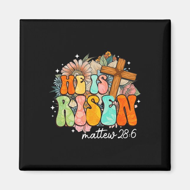 Groovy han är upprest Kor Jesus Religiösa Påsk Ch Magnet (Framsidan)