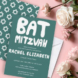 Groovy Handlettering Anpassningsbar Bat mitzvah Gr Inbjudningar<br><div class="desc">Perfekt kort för att avisera en bat mitzvah! Hand skapade konst åt dig med handtagning på framsidan och mönster på baksidan! FULLT ANPASSADE! Klicka på "Anpassa" ovan om du vill redigera texten. Klicka på "Redigera med design verktyg" om du vill justera typsnitt, färg och placeringar och ta bort baksidans design...</div>