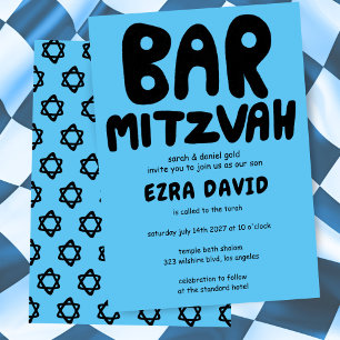 Groovy Handlettering Anpassningsbar PUB Mitzvah Bo Inbjudningar