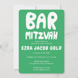 Groovy Handlettering Anpassningsbar Pub Mitzvah Gr Inbjudningar