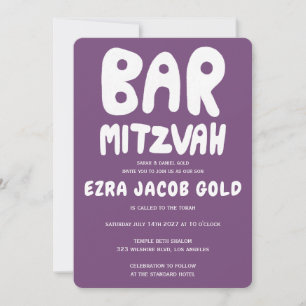 Groovy Handlettering Anpassningsbar Pub Mitzvah Li Inbjudningar