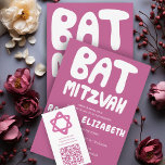 Groovy Handlettering av Anpassningsbar Bat mitzvah Inbjudningar<br><div class="desc">Perfekt kort för att avisera en bat mitzvah! Hand skapade konst åt dig med handtagning på framsidan och baksidan! FULLT ANPASSADE! Klicka på "Anpassa" ovan om du vill redigera texten. Klicka på "Redigera med design verktyg" om du vill justera typsnitt, färg och placeringar och ta bort baksidans design om du...</div>