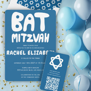 Groovy Handlettering av Anpassningsbar Bat mitzvah Inbjudningar