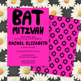 Groovy Handlettering av Anpassningsbar Bat mitzvah Inbjudningar