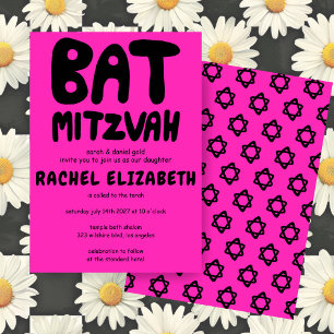Groovy Handlettering av Anpassningsbar Bat mitzvah Inbjudningar
