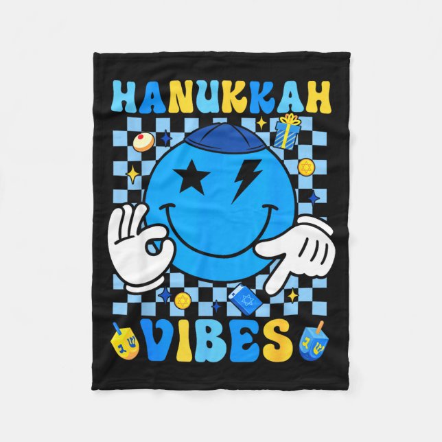 Groovy Hanukkah Vibes Chanukah Pajama Happy Hanukk Fleecefilt (Framsidan)