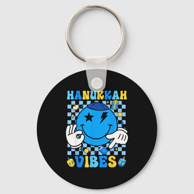 Groovy Hanukkah Vibes Chanukah Pajama Happy Hanukk Nyckelring (Framsida)