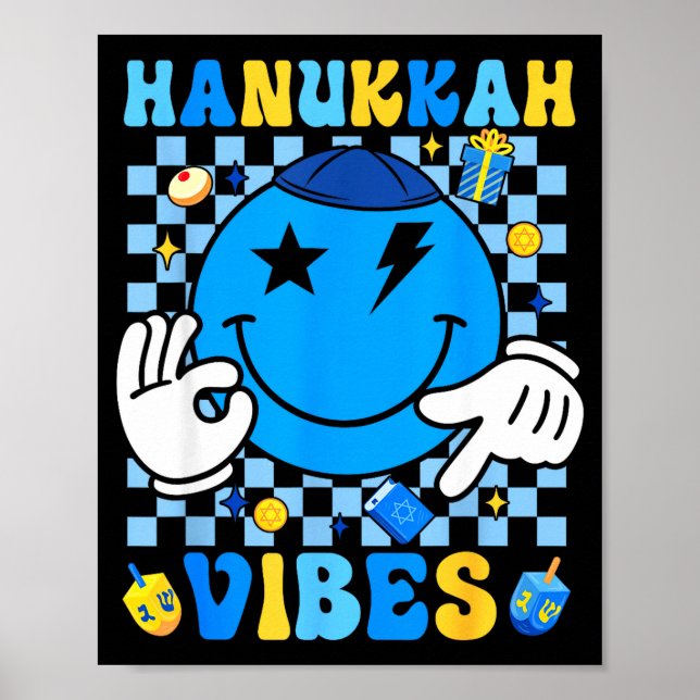 Groovy Hanukkah Vibes Chanukah Pajama Happy Hanukk Poster (Framsidan)