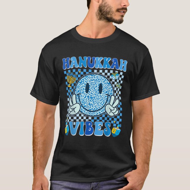 Groovy Hanukkah Vibes Chanukah Pajama Happy Hanukk T Shirt (Framsida)