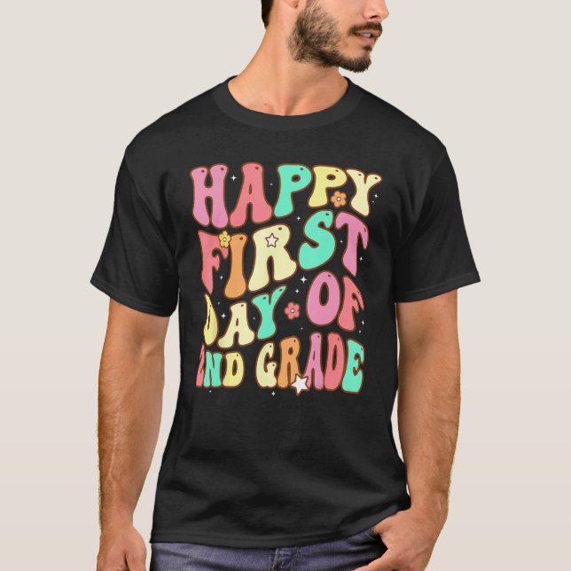 Groovy Happy First Day of 2nd Grade Welcome Back t T Shirt (Framsida)