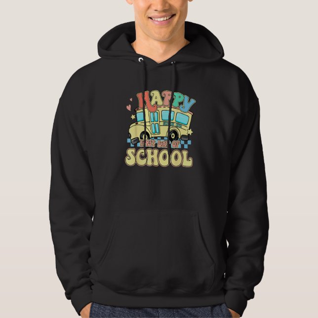 Groovy Happy First Day Of School Bus Driver Studen Hoodie (Framsida)