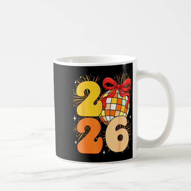 Groovy Happy New Year 2026 New Years Eve Party Men Kaffemugg (Höger)