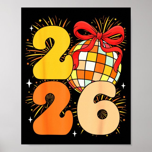 Groovy Happy New Year 2026 New Years Eve Party Men Poster (Framsidan)